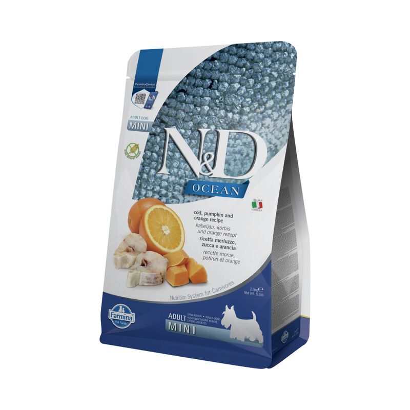 N&D Farmina Ocean Dog Adult Mini Merluzzo, Zucca & Arancia 2,5 kg