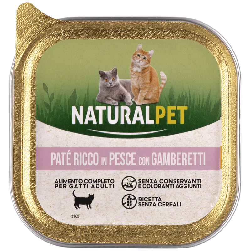 Naturalpet Cat Pat&eacute; ricco in Salmone con gamberetti 100 gr