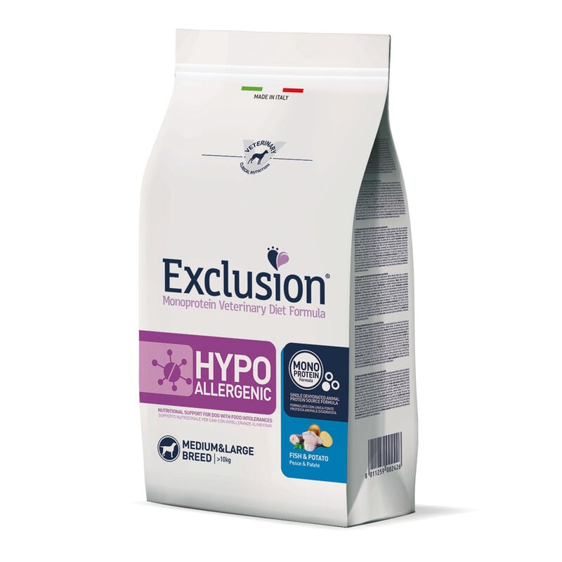 Exclusion Monoprotein Veterinary Diet Dog Medium Large Hypoallergenic Pesce 12 Kg