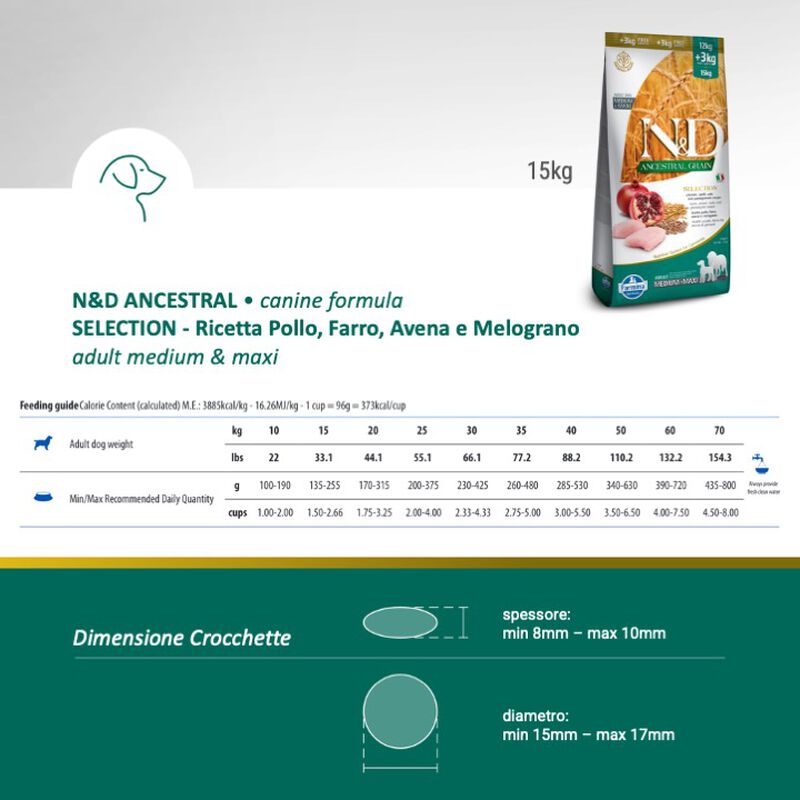 N&D Farmina Ancestral Grain Selection Dog Adult Medium & Maxi 15 kg