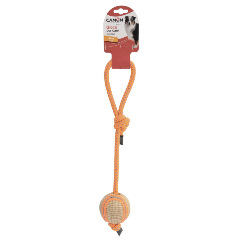 Camon gioco per Cani Palla in Juta con corda in Cotone 7cm