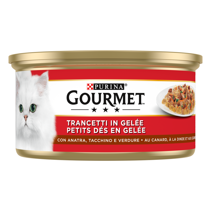 Gourmet Rosso Cat Adult Trancetti in gelatina con Tacchino Anatra e Verdure 195 gr