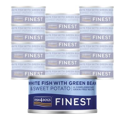 Fish4Dogs Finest Dog Pesce Bianco con Patata Dolce e Fagiolini 85 gr
