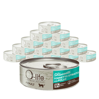 O-life Cat Adult sfilaccetti tonnetto striato con pollo 70gr