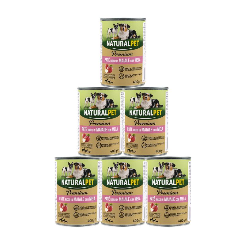 Naturalpet Premium Dog Adult Pat&eacute; ricco in Maiale con mela 400 gr