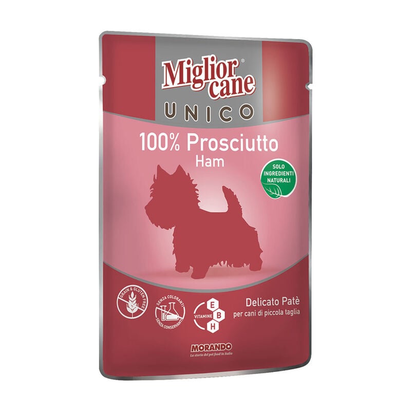 Migliorcane Unico Dog Adult Mini pat&egrave; con Prosciutto 100 gr