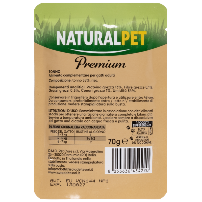 Naturalpet Premium Cat Adult Tonno 70g