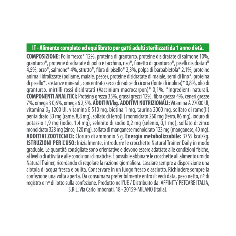 Natural Trainer Cat Adult Sterilised Salmone 300 gr