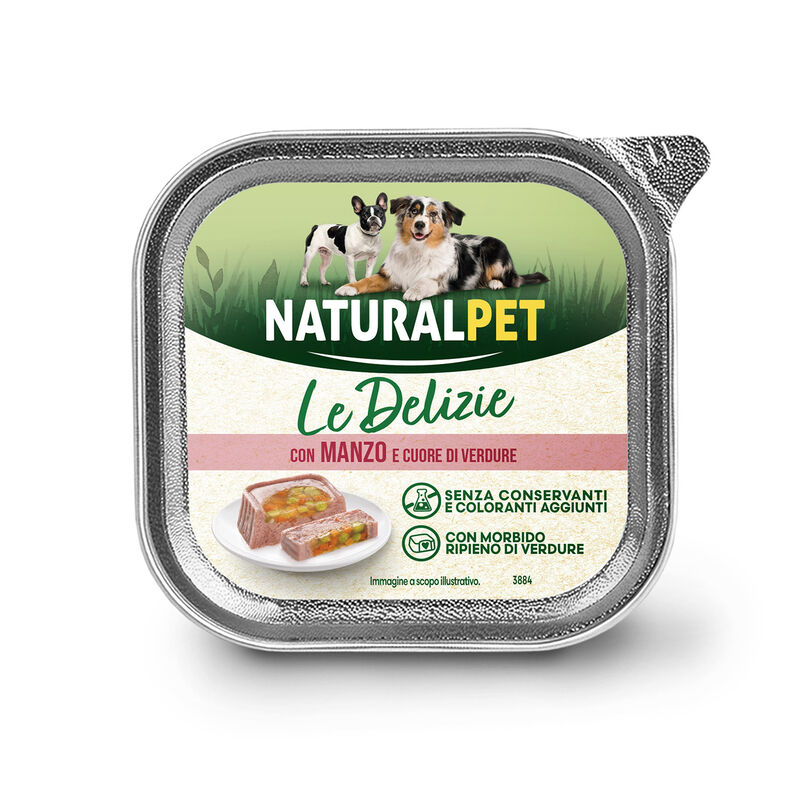 Naturalpet Le Delizie Dog Adult pat&eacute; con manzo e cuore di verdure 150gr