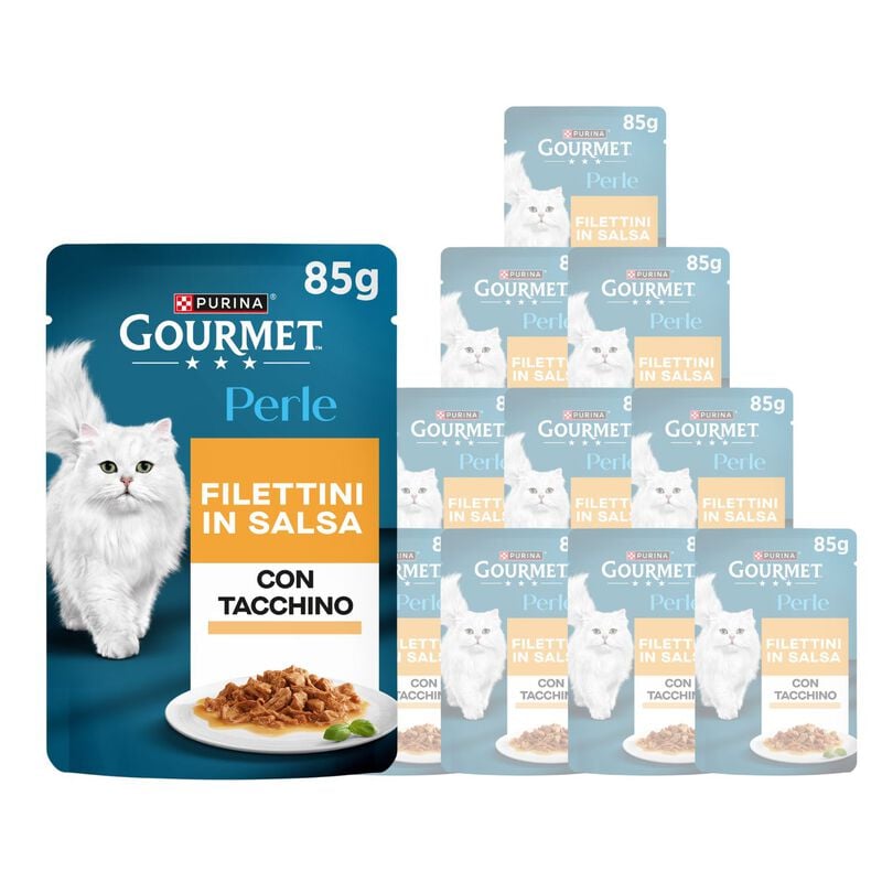 Gourmet Perle Cat Adult Filettini in Salsa con Tacchino 85 gr