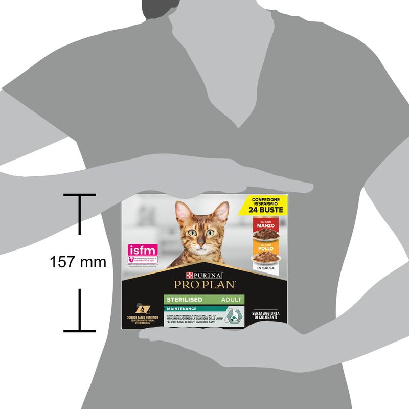 Purina Pro Plan Cat Adult Sterilised Maintenance con Manzo e Pollo in Salsa 24 x 85 gr