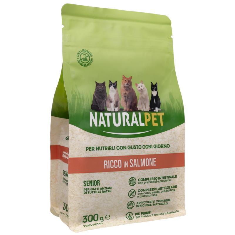Naturalpet Cat Senior ricco in Salmone 300 gr