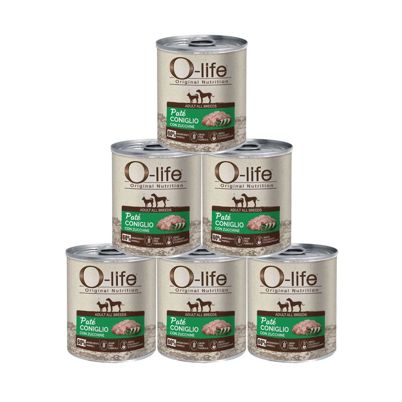 O-life Adult All Breeds Pat&eacute; Coniglio con Zucchine 400g