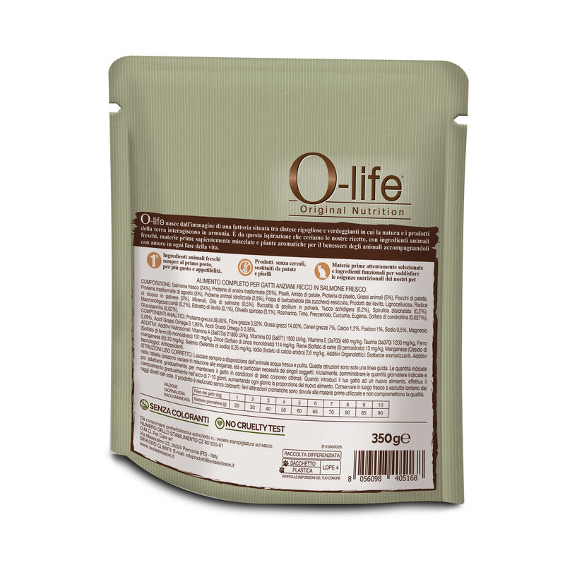 O-life Cat Senior con Salmone 350 gr - Scad. 23 Aprile 2026