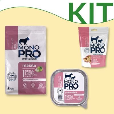Kit alimentazione Monopro dog adult secco + umido + snack