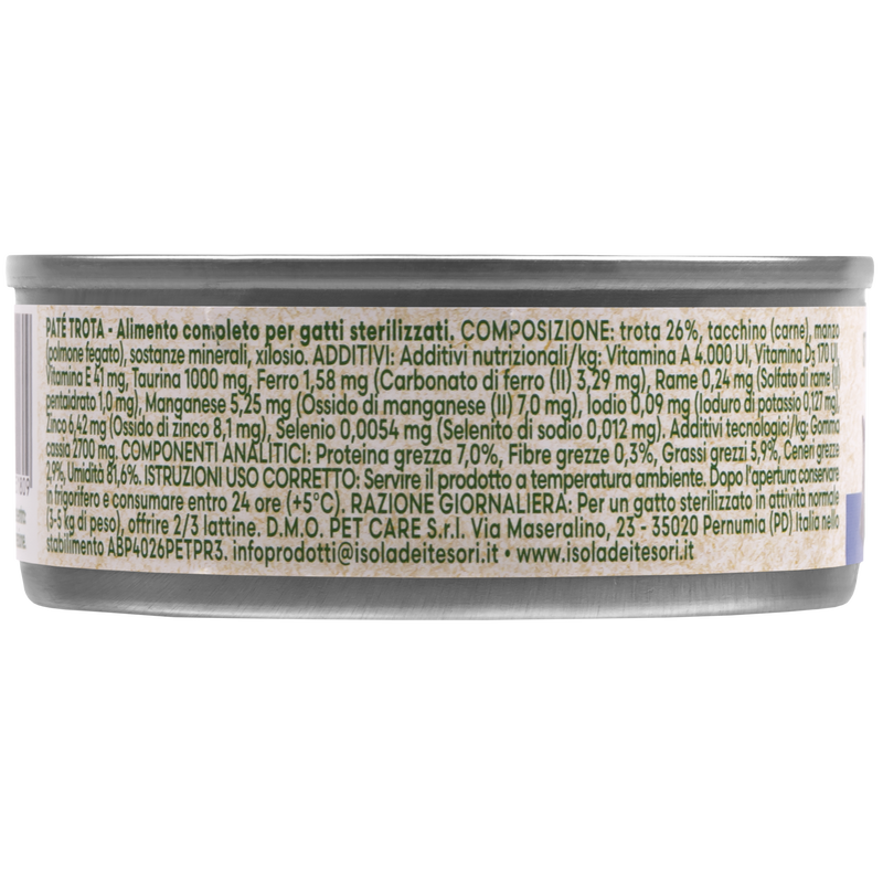 Naturalpet Cat Sterilised Pat&eacute; alla trota 85gr