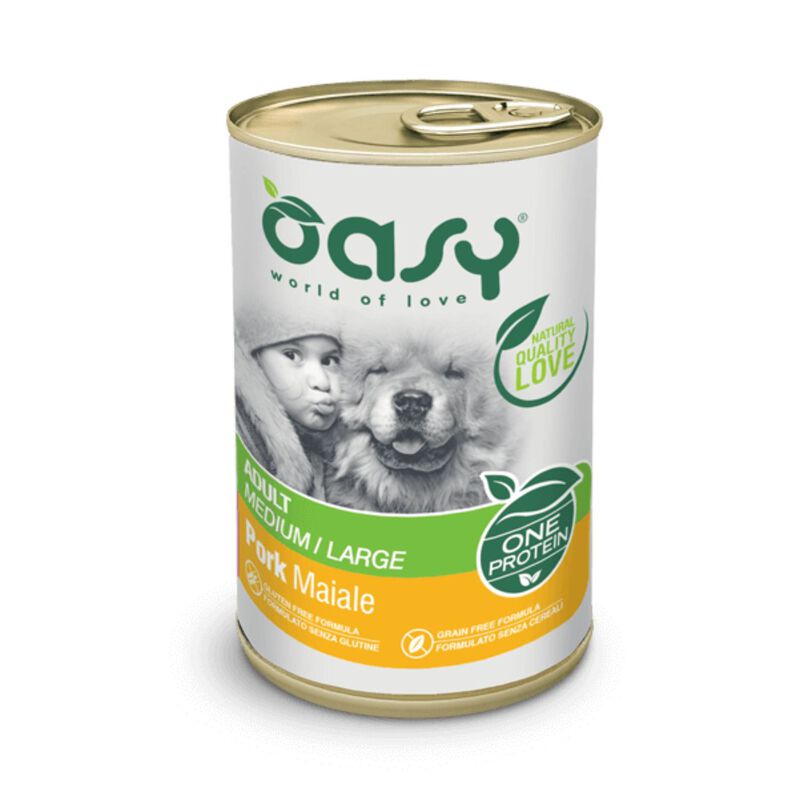 Oasy Dog Adult Medium Large One Protein Maiale Lattina 400 gr