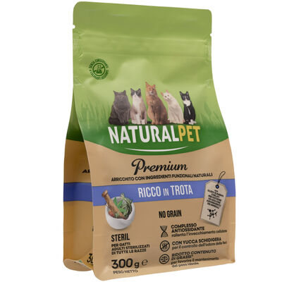 Naturalpet Premium Cat Adult Sterilised ricco in Trota 300g