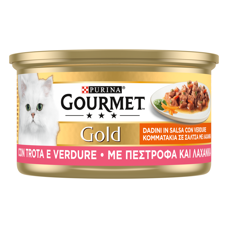 Gourmet Gold Cat Adult Dadini in Salsa con Trota e Verdure 85 gr