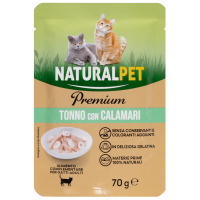 Naturalpet Premium Cat Adult Tonno con Calamari 70g