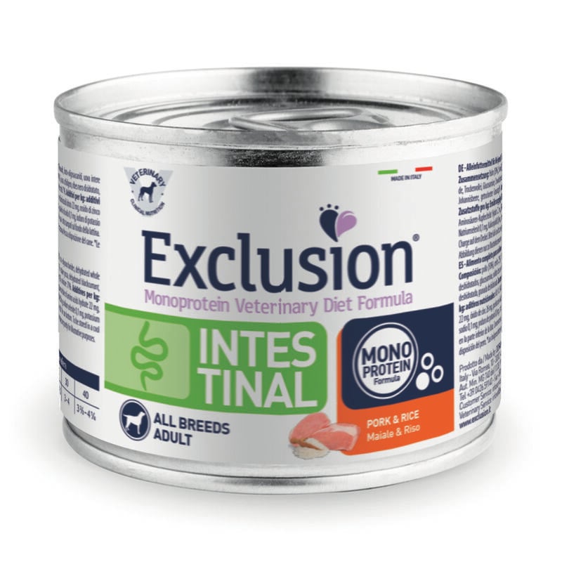 Exclusion Monoprotein Veterinary Diet Dog Adult Intestinal Maiale e Riso 200 gr