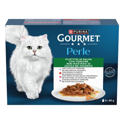 Gourmet Perle Cat Adult Filettini in Salsa con Verdure 8 x 85 gr