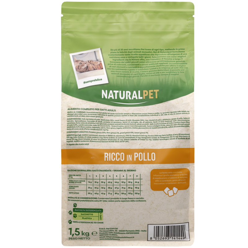 Naturalpet Cat Adult Hairball ricco in Pollo 1,5kg