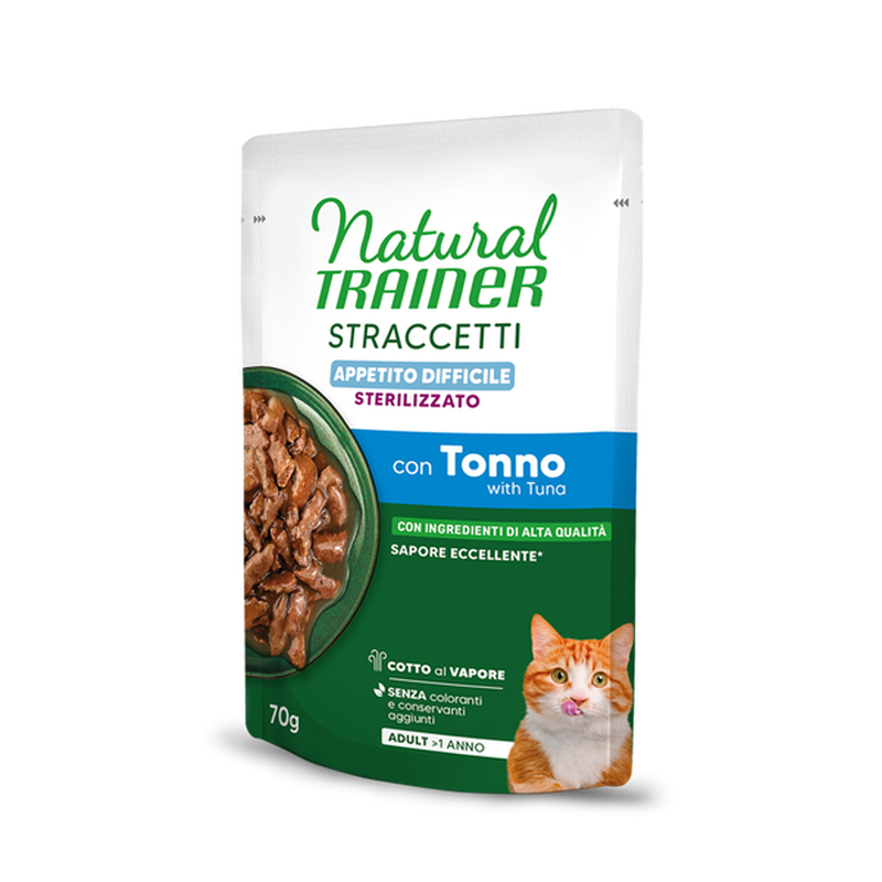 Natural Trainer Appetito difficile Straccetti con Tonno per Gatti Sterilizzati 70gr