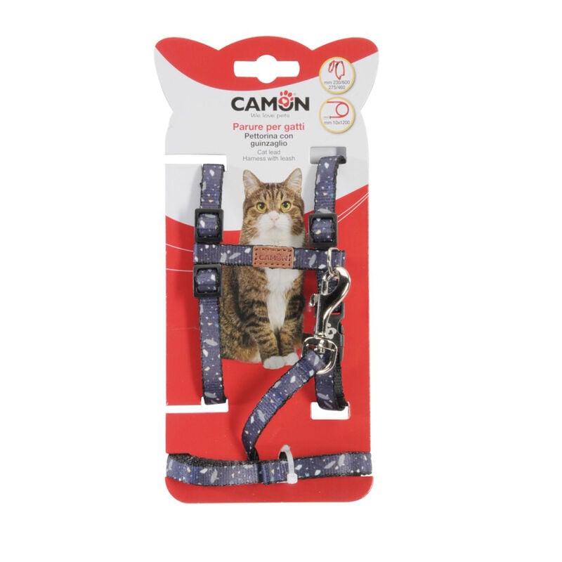 Camon Camon Parure pettorina ah H con guinzaglio per gatti Blue