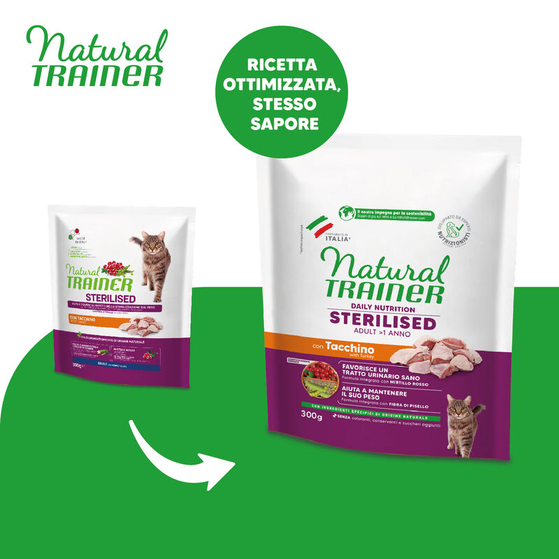 Natural Trainer Cat Adult Sterilised Tacchino 300 gr
