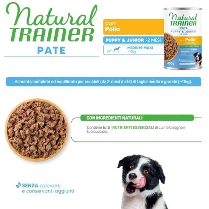 Natural Trainer Dog Puppy/Junior Medium/Maxi al Pollo 400 gr