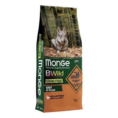 Monge Natural Superpremium BWild Grain Free per cani adulti Anatra con Patate 12 kg