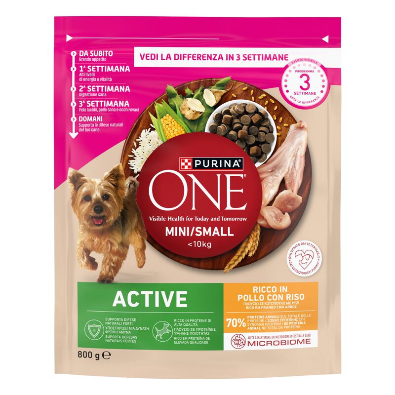 Purina One Dog Mini Active con Pollo e Riso 800 gr