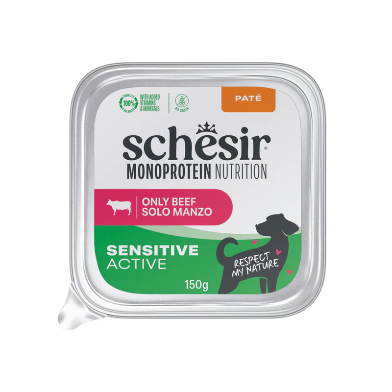 Schesir Monoprotein Dog Adult Sensitive Active pat&eacute; manzo 150gr