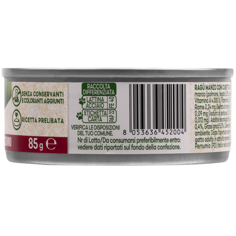 Naturalpet Cat I rag&ugrave; Manzo con cubetti di arrosto di tacchino 85gr