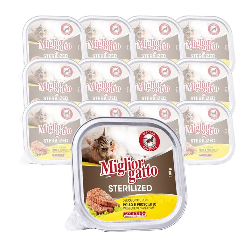 Migliorgatto Cat Sterilised delicato pat&egrave; con Pollo e Prosciutto 100 gr