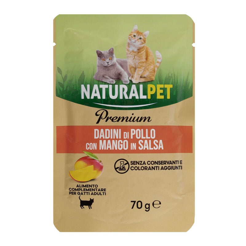 Naturalpet Cat Adult Dadini di Pollo con Mango in salsa 70g