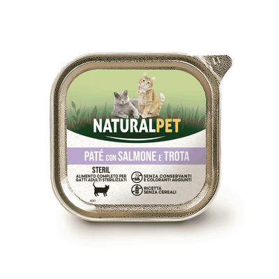 Naturalpet Cat Sterilised pat&eacute; con salmone e trota 100gr