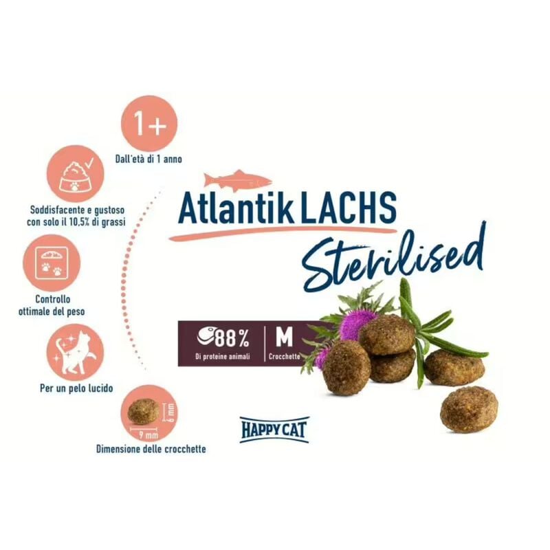 Happy Cat Sterilised Adult Atlantic con Salmone 10 kg