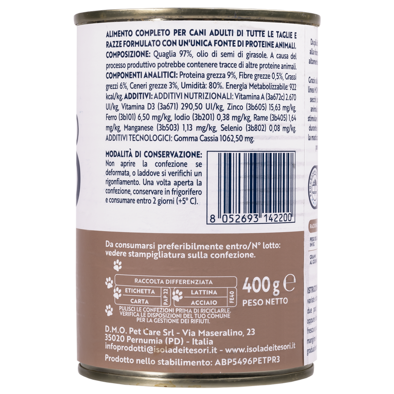 Monopro Dog Adult All breeds Pat&egrave; Quaglia 400 gr