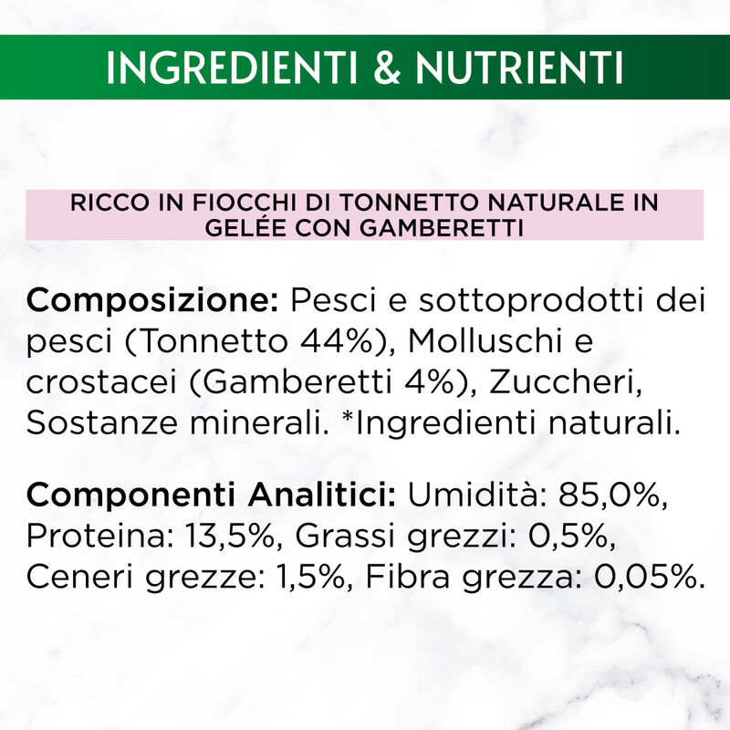 Gourmet Nature's Creations Fiocchi di Tonnetto in Gel&egrave;e con Gamberetti 70gr
