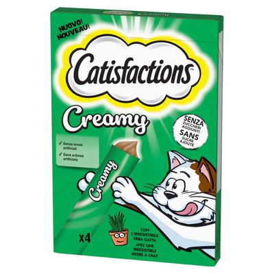 Catisfactions Snack per Gatto Creamy Erba Gatta 4pz x 10gr