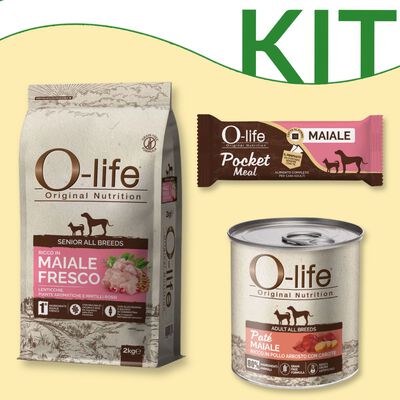 Kit alimentazione premium con carne fresca O-life Dog Senior