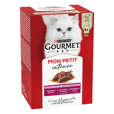 Gourmet Mon Petit Cat Adult con Manzo, Vitello, Agnello 6 x 50 gr