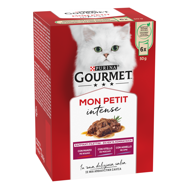 Gourmet Mon Petit Cat Adult con Manzo, Vitello, Agnello 6 x 50 gr