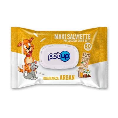 Petup Maxi Salviette per cuccioli, cani e gatti all'Argan 80 pz