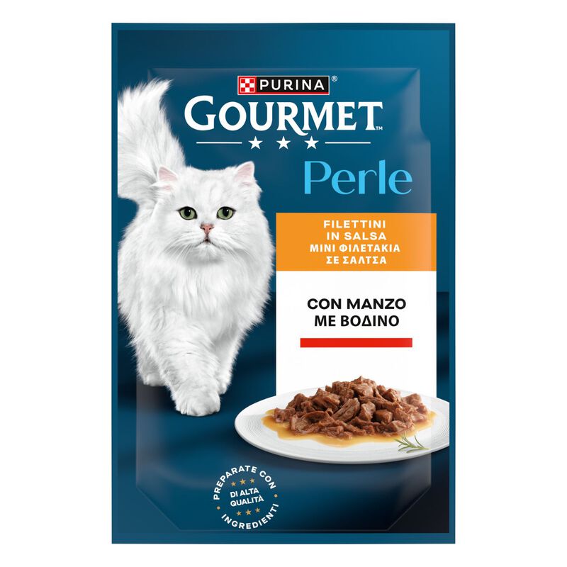 Gourmet Perle Cat Adult Filettini in Salsa con Manzo 85 gr