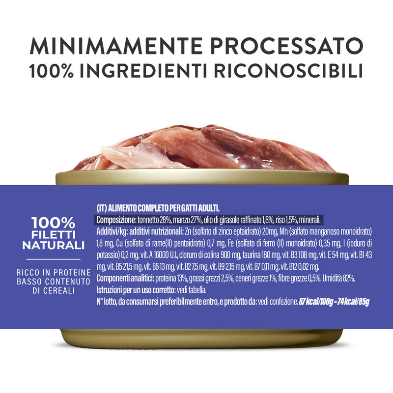 Schesir Cat Adult Tonnetto e Manzo con riso in brodo 85g