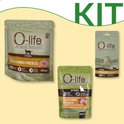 Kit alimentazione premium con carne fresca O-life Cat Sterilised