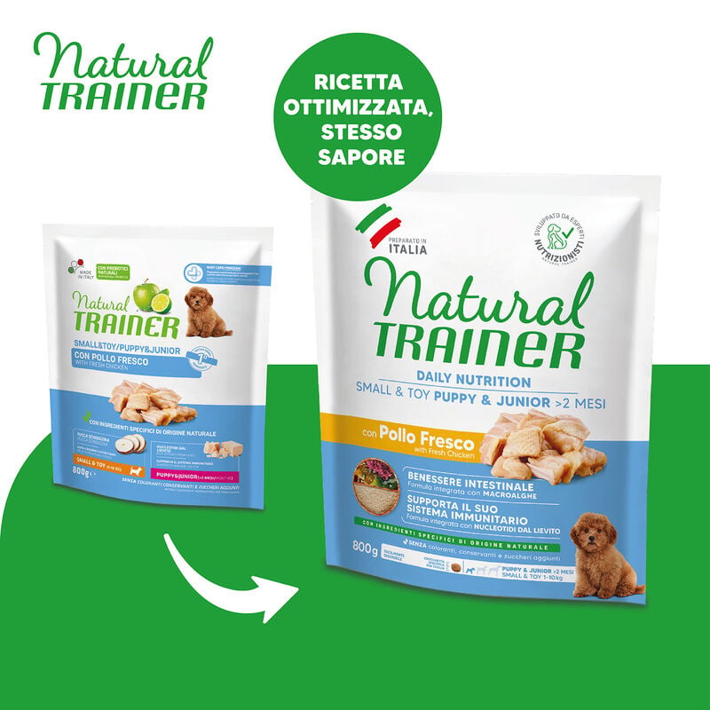 Natural Trainer Dog Small & Toy Puppy & Junior al Pollo 800 gr